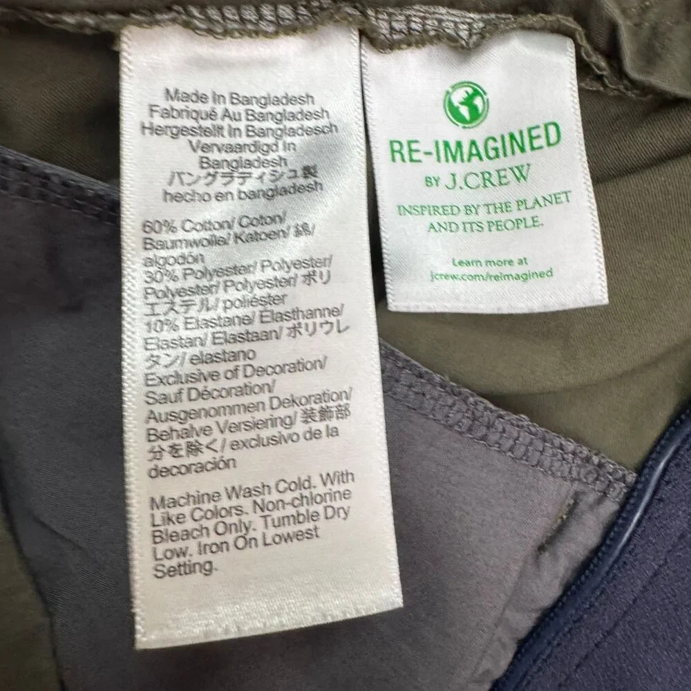 J.Crew 484 Slim Tech Chino Pants Mens 35x32 Green Stretch Casual Preppy Outdoor